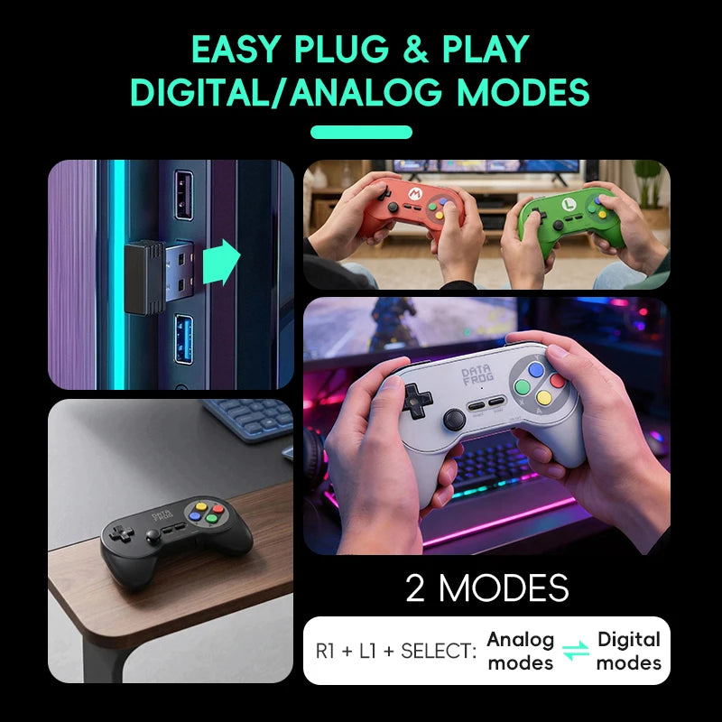 PC07 Retro Wireless Gamepad with Dual Receiver, 2.4GHz Classic Controller for PC, Android & Arcade Emulators