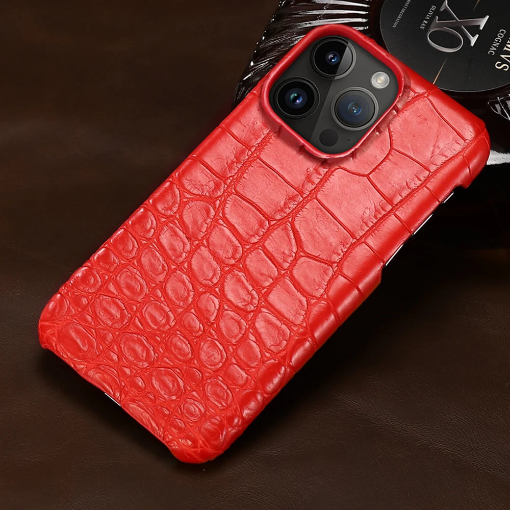 Crocodile Real Leather Cases for iPhone 16 15 Pro Max 14 pro max Genuine Leather Fundas Back Bover