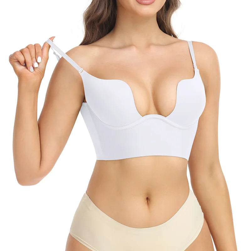 Deep V-Neck Backless Bodysuit Shapewear – Push Up Thong Body Shaper
