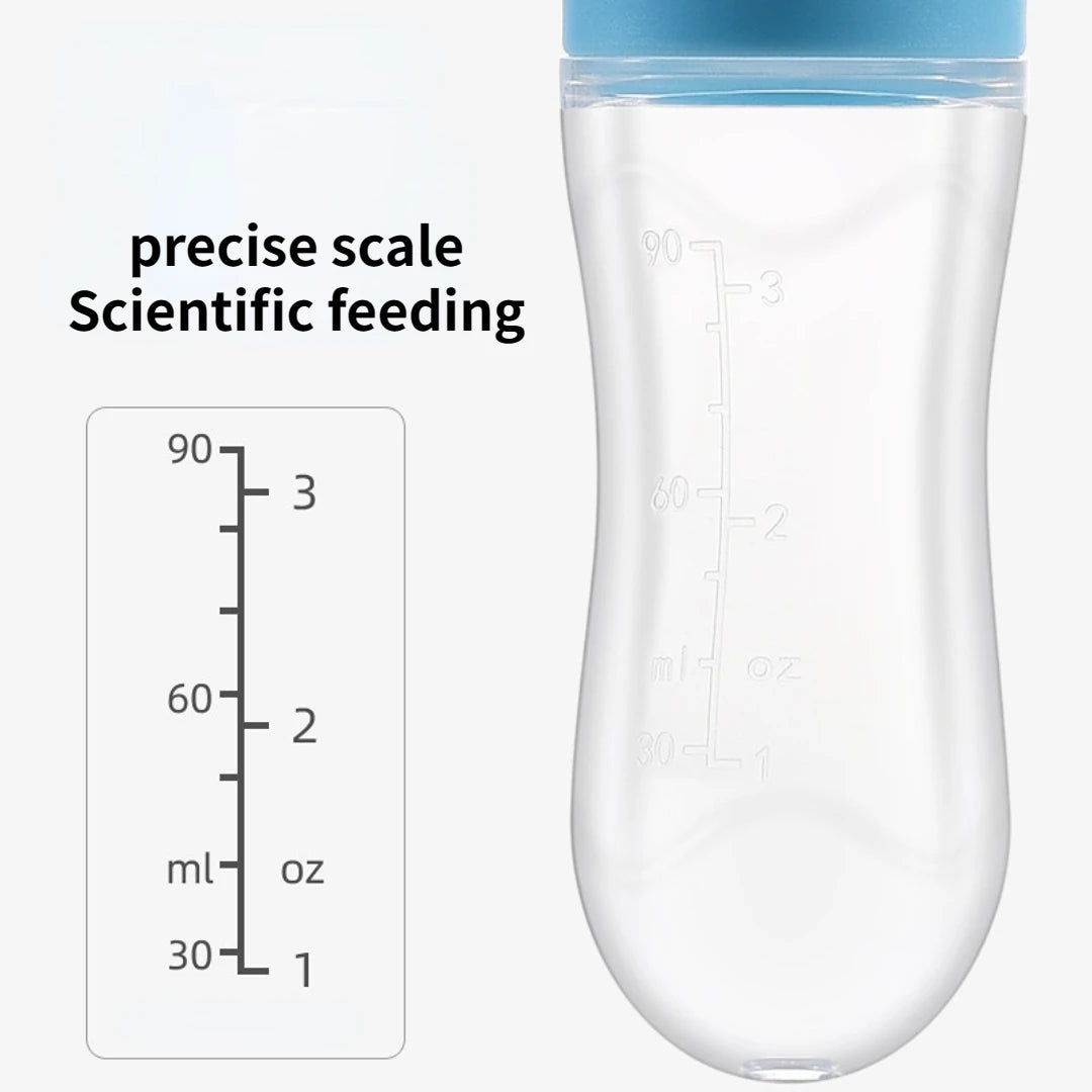 Silicone Squeezing Feeding Bottle Newborn Baby rice cereal Training Rice Spoon Infant Cerea Food Supplement Feeder Portable 90ML