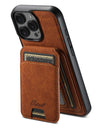 Leather for Magsafe Case for iPhone 16 15 Pro Max 16e 14 Plus 16Plus Bracket Magnetic Back Cover with Card Holder