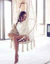 150KG Patio Garden Hammocks Rack Set Hanging Hammock Swing Cotton Rope Chair Iron Stand Indoor Camping Outdoor Furniture