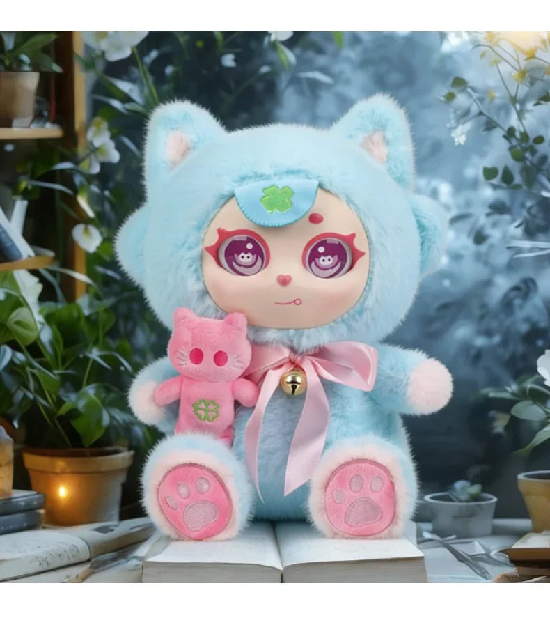 Purple Moon Ghost Cat Plush Toy With Mini Cat Pendant