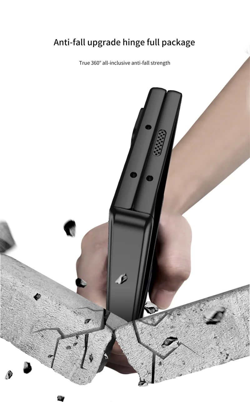Luxury  Hinge Case for Samsung Z Fold 6 3 4 5 Case with Anti-peeping Glass All-inclusive Shockproof Shell Case