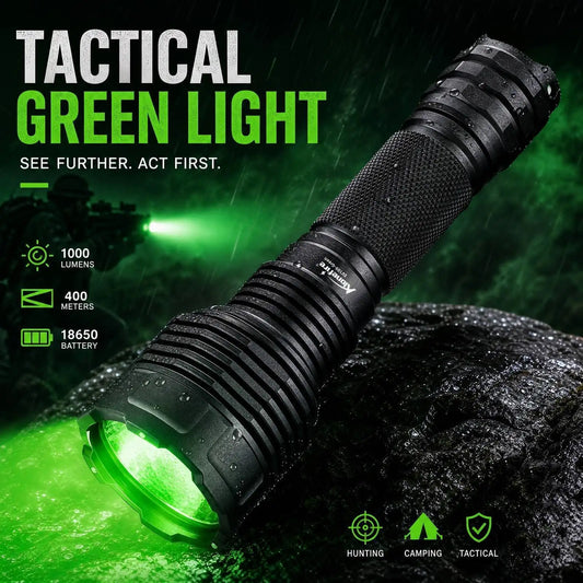 10W Green Light Rechargeable LED Flashlight
