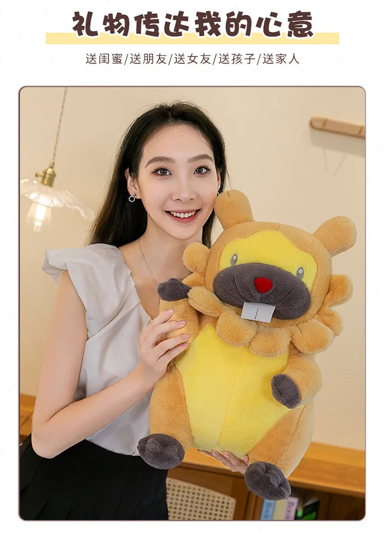 70cm Kawaii Pokemon Bidoof Plush Toy Bidoof Stuffed Doll Sleeping Pillow Cute Plushie Kids Birthday Gift for Children Wholesale
