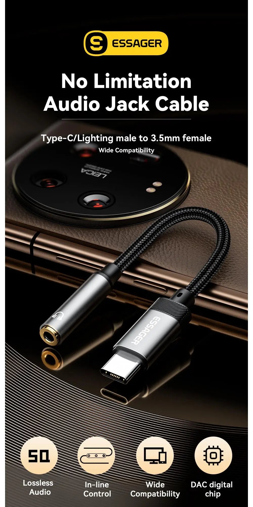 Type-C to 3.5mm Jack AUX Audio Adapter