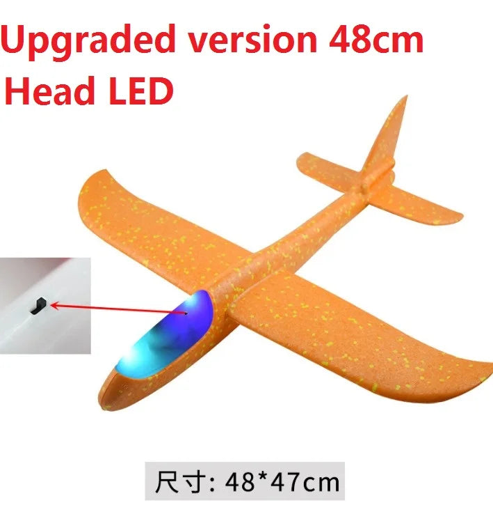 48cm LED DIY Kids Toys Hand Throw Flying Glider Planes Foam Aeroplane Model Party Bag Fillers Flying Glider Plane Toys Kids Game