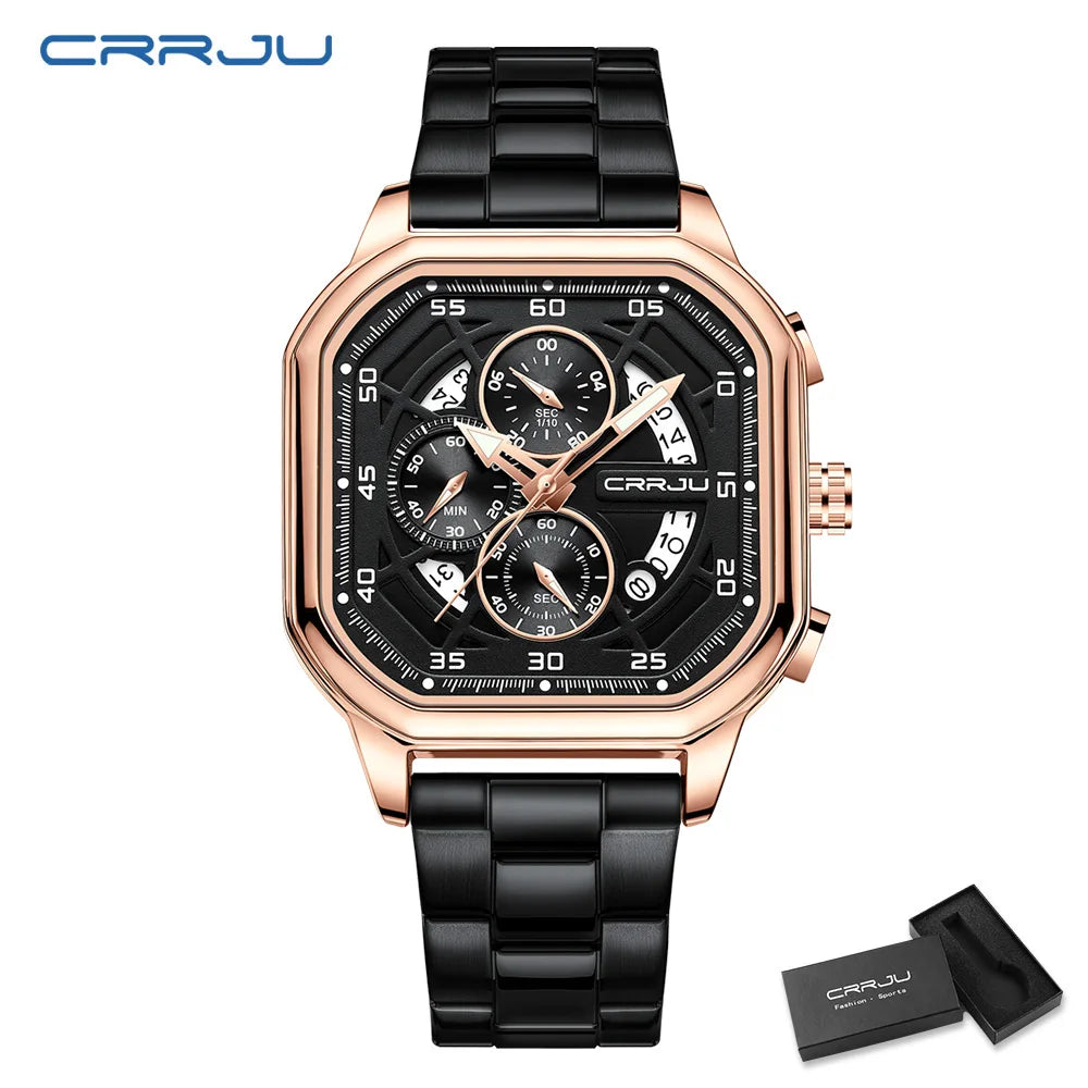 Men Watch Stainless Steel Chronograph Watches for Men Luxury Waterproof Date Analog Quartz Business Clock