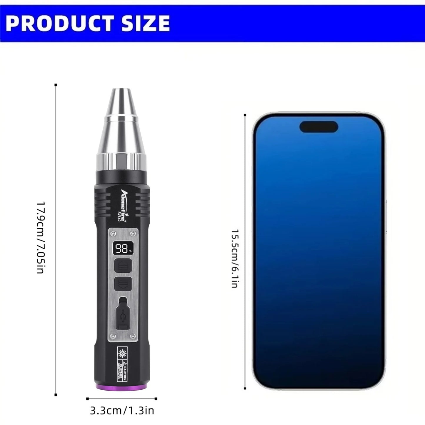 365nm UV Blacklight Rechargeable Flashlight