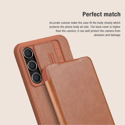 Luxury Flip QIN Pro Leather Case For Samsung Galaxy S23 FE Shockproof Camera Slider Protection Cover With Card Holder