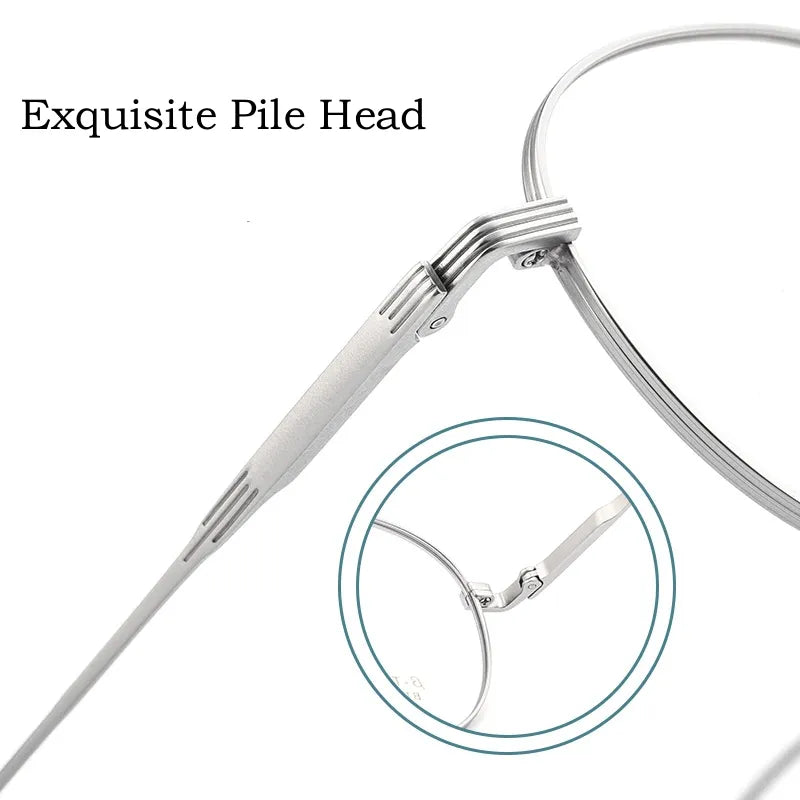 Ultra-light High Quality Pure Titanium Eyewear Men Retro Round Decorative Optical Prescription Glasses Frame Women