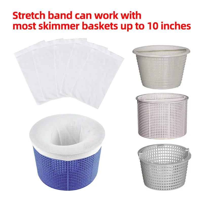 5/10/20/30Pcs/Set Filter Storage Pool Skimmer Socks Nylon Swimming Pool Filter Socks for Baskets Skimmers White Pool Supply