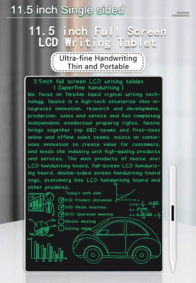 11.5 Inch Full Screen Electronic Drawing Board for  Erasable Magic Blackboard Writing Tablet Graffiti Painting Learn Pad