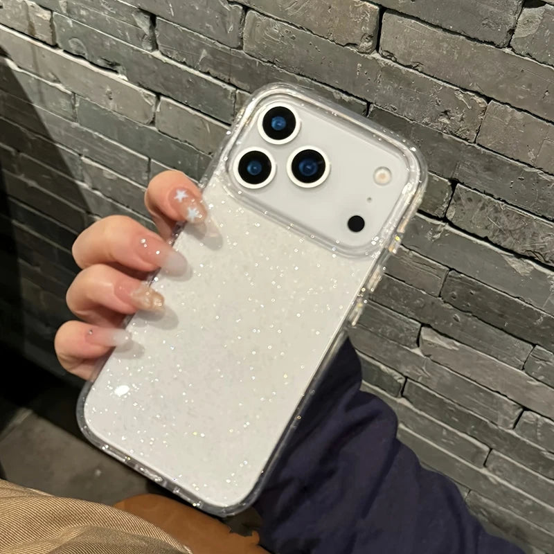 Luxury Glitter Bling Transparent Case For iPhone 17 Pro Max 17 Air 14 15 16 Pro Max Shockproof TPU Cover