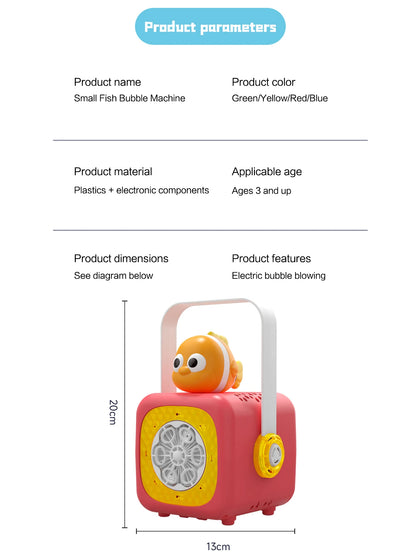 Small fish in the ocean Bubble Machine Outdoor Travel Continuous Bubble for Children (Excluding Bubble Liquid and Battery)