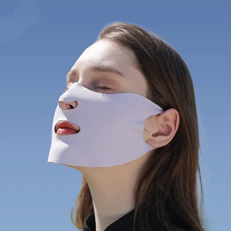 Ice Silk Sunscreen Mask Summer Anti-UV Protection Cycling Face Cover Women Breathable Outdoor Sport Sun Windproof Reusable Masks