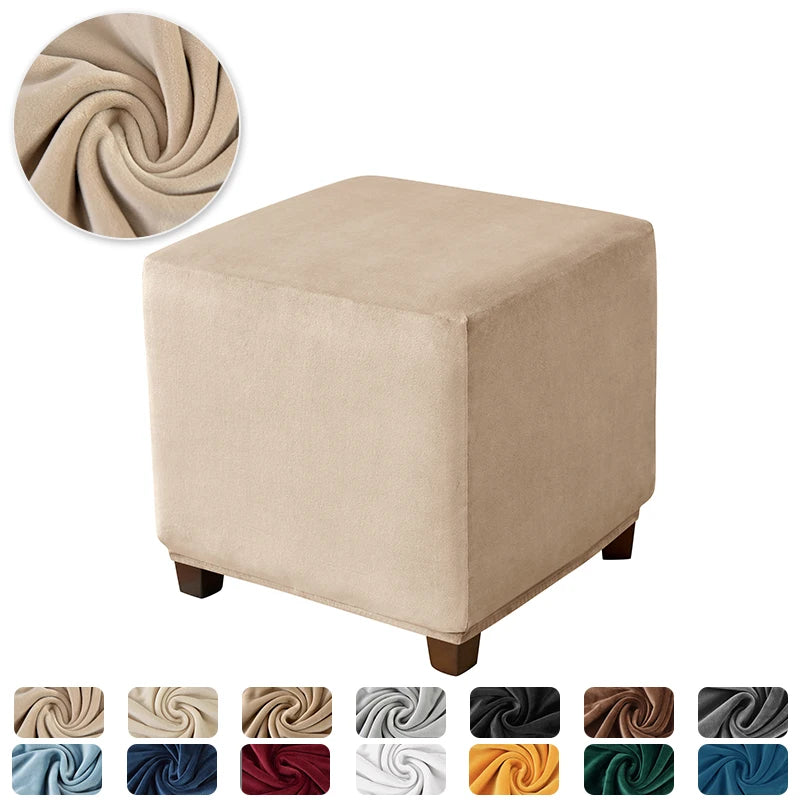 1PC Stretch Square Ottoman Stool Covers Super Soft Velvet stool Cover Elastic All-inclusive Footrest Slipcovers for Living Room