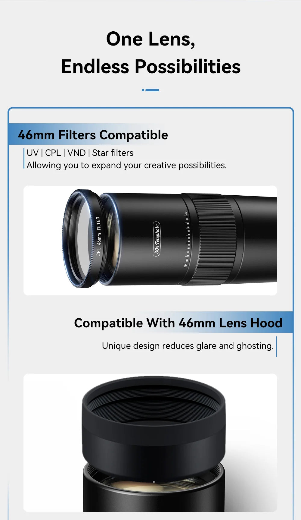 30X HD Mobile Phone Telephoto Lens with Tripod