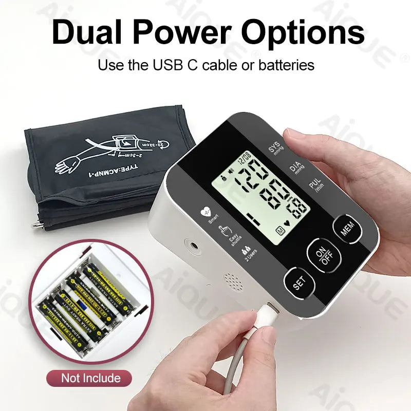 WF Blood Pressure Monitor Upper Arm Automatic BP Cuff Machine with LED Display for Home Use Health Care