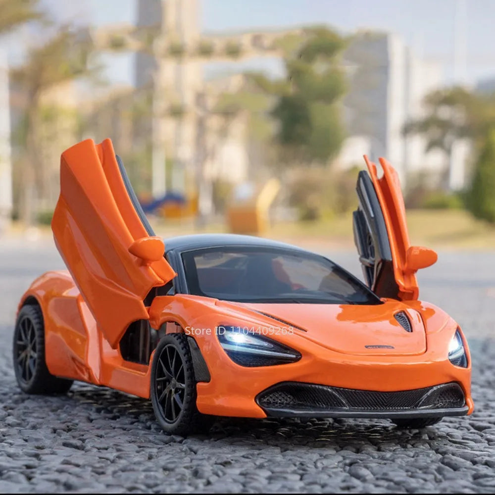 1:32 720S Senna Sports Car Model Toy Doors Opened Metal Die-cast Sound Light Miniature Vehicles Models Boys Collection Gifts
