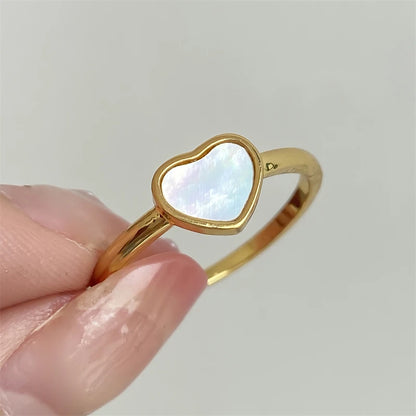 Simple Heart Drop Oil Rings for Women Fashion Exquisite Gold Color Metal Ring