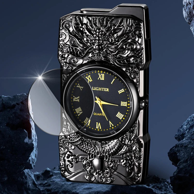 Personalized Quartz Dial Direct Flame Inflatable Lighter, Embossed Pattern To Give Boyfriend Exquisite Gifts, Cigarette Lighter