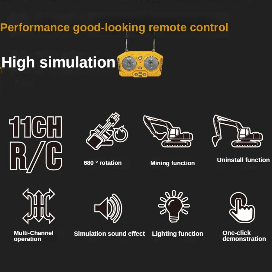 Remote Control Excavator Toy Radio Controlled RC Dump Truck Vehicle Crawler Bulldozer Construction Car Gifts for Boys