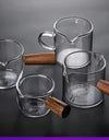 50/75/100/140ml Wood Handle Glass Espresso Measuring Cup Single Mouth Milk Jug Coffee Supplies Clear Kitchen Measure Mug
