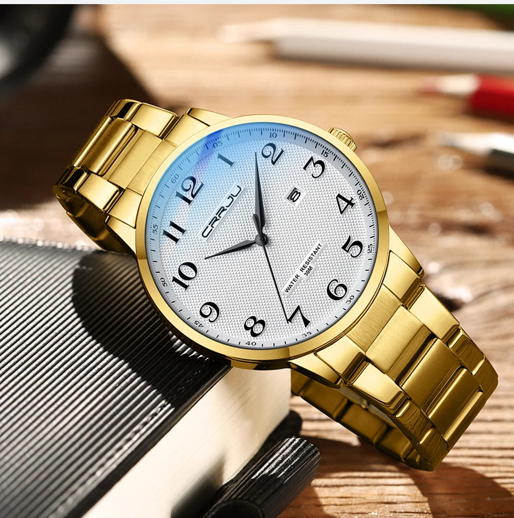 New Fashion Men's Watches Stainless Steel Top Brand Luxury Waterproof Men Quartz Wristwatches Relogio Masculino