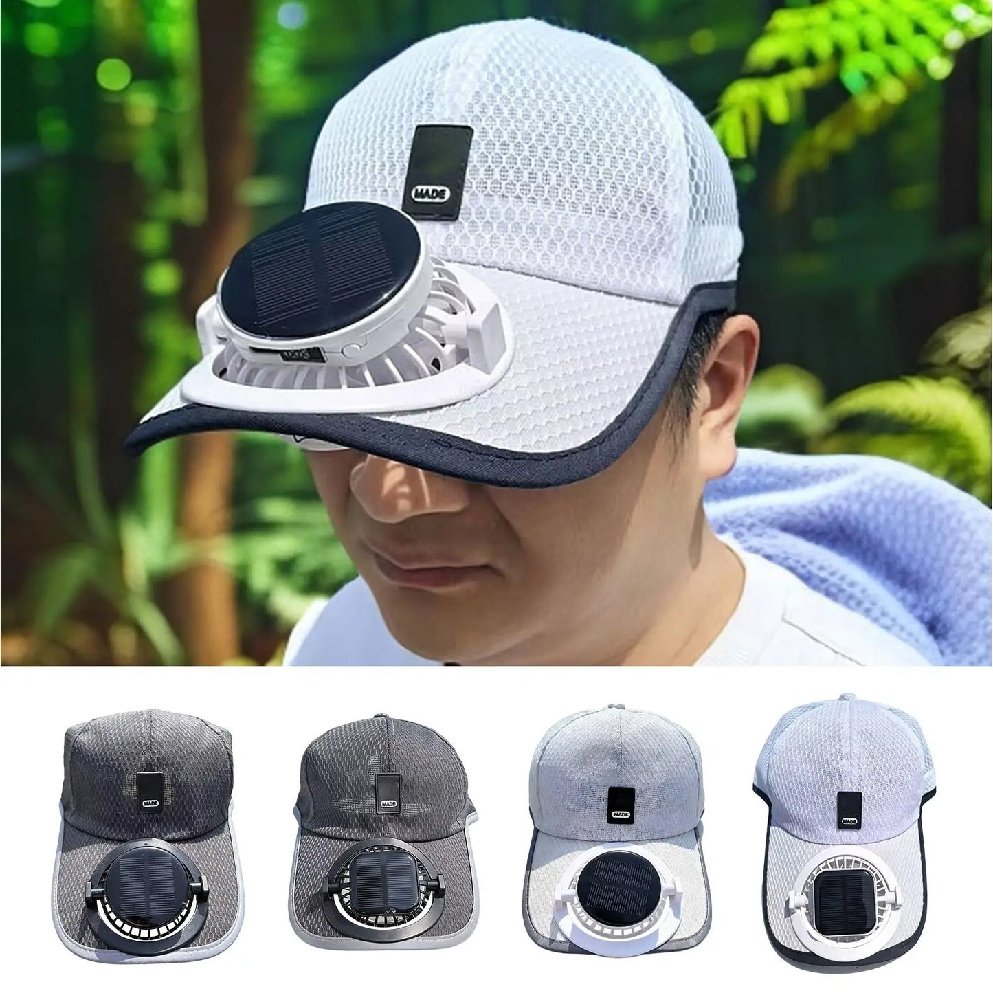 Wide Brim Solar Fan Hat With USB Charging