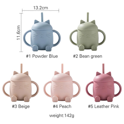 Portable Baby Feeding Drinkware Cup Newborn Learning Drinking Cup Silicone Bottle Tableware Toddler Cat Bottle Baby Accessories