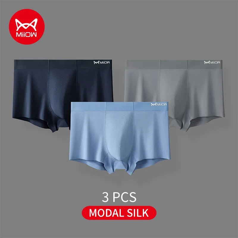 3-Pack Men’s Modal Boxer Shorts – 80 Count, Seamless Silk Crotch