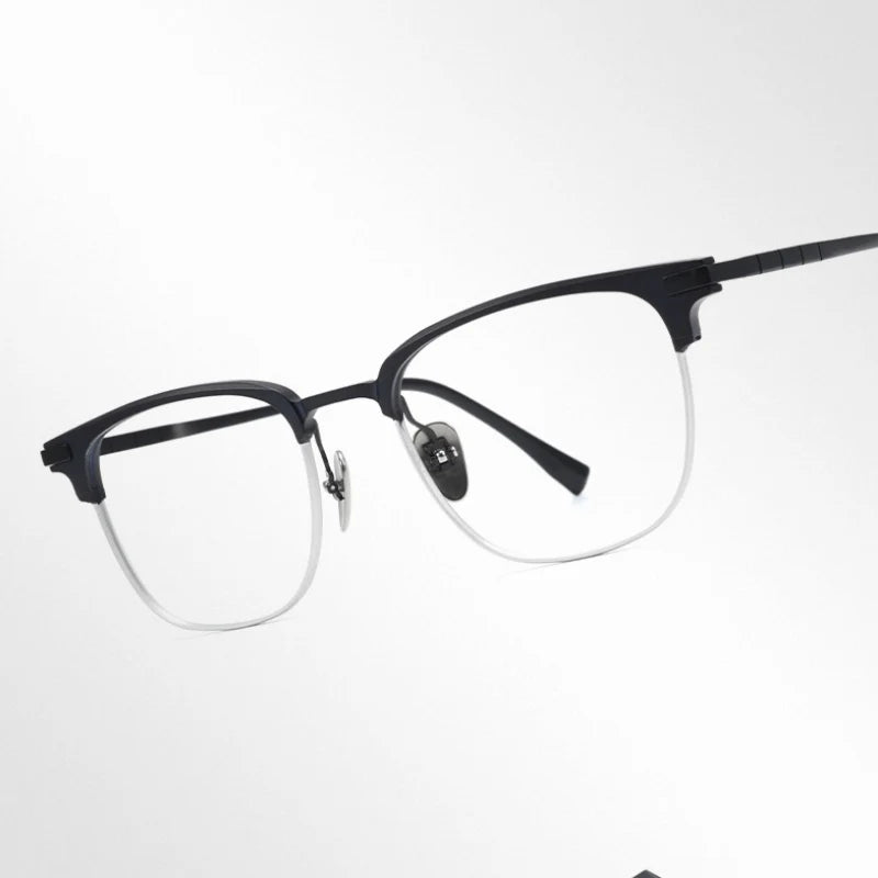 Mens Retro Oval Lightweight Pure Titanium Eyeglasses Frames