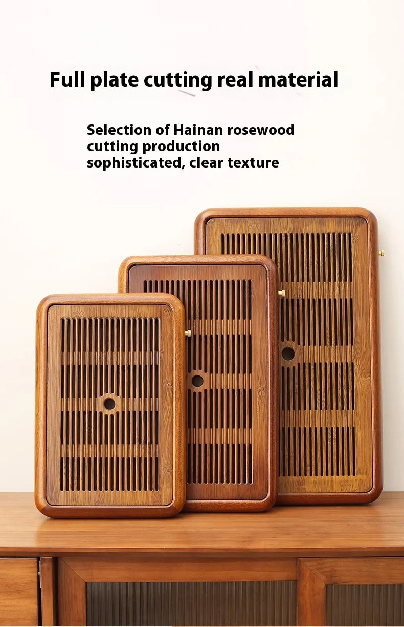Tea Tray Home Small Solid Wood Pear Wood Dry Soaking Platform Water Storage Tea Set Tea Tray Wooden Tray