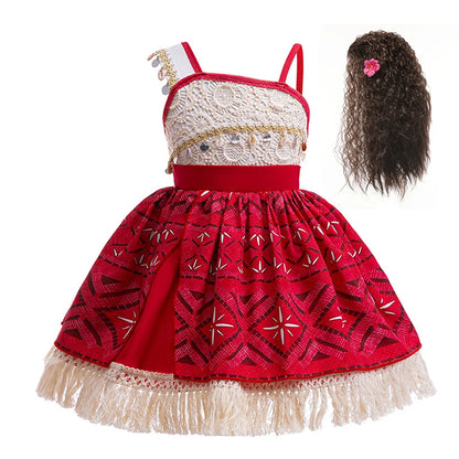 Disney Moana 2 Girls Cosplay Costume Kids One Shoulder Sleeveless Dress 2025 Christmas Party Vaiana Princess Cosplay Costume