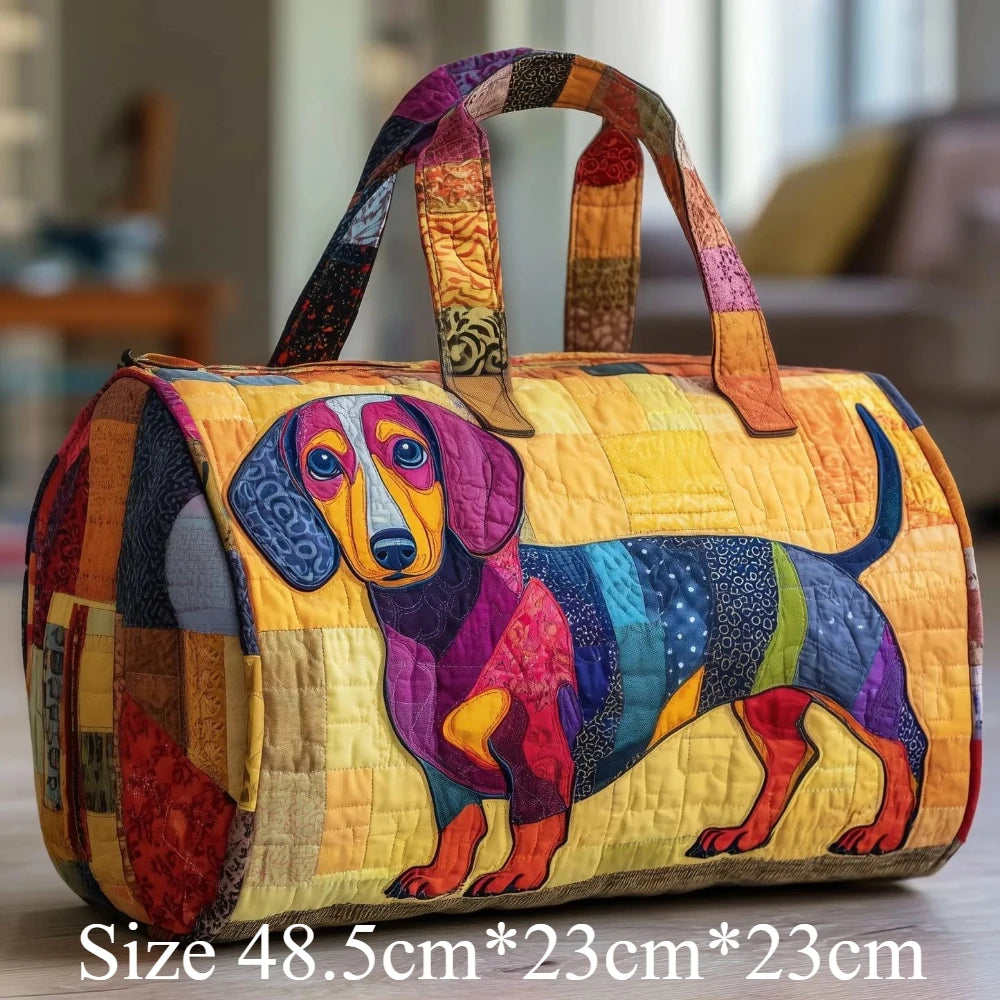 3D Print Quilted Dog Travel Bags Artistic Pet Dog Lovers Durable Weekend Gym Yoga Unique Dachshund Corgi French Bulldog Design