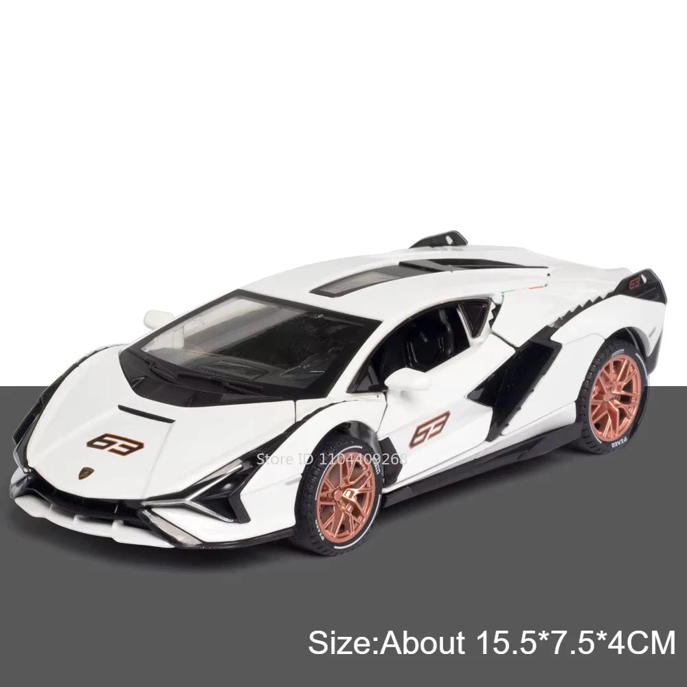 1:32 Scale Lambor Huracan ST EVO Sian Sports Car Model Toy Sound Light Pull Back Simulation Supercar Models Collection Gift Boy