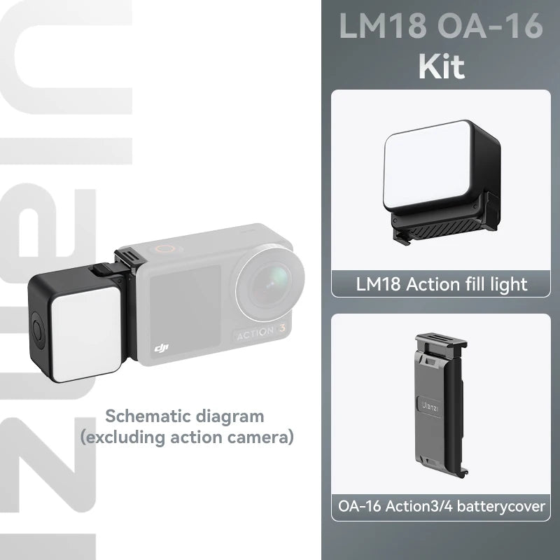 IPX5 Waterproof LED Video Fill Light, Magnetic Mini Light for DJI Osmo Action 5/4/3 & Pocket 3