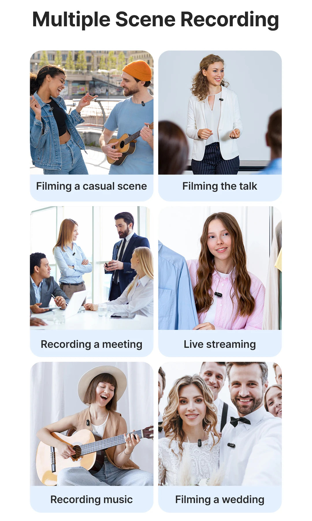 Mini Wireless Lavalier Microphone for iPhone 15/16 Series Android Type-C Smartphones Mirroless Cameras Video Recording