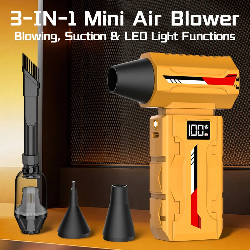 580000RPM Mini Jet Blower Powerful Wind Pressure Electric Compressed Air Cordless Vacuum Cleaner For PC Home Office Camping