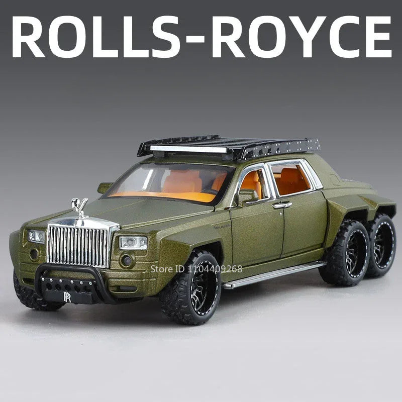 1:32 Scale Rolls-Royce Phantom 6x6 Wraith Car Model Toy Diecast Metal Alloy Off-Road Vehicle Models Sound Light Gifts