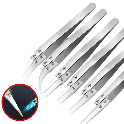 Ceramic Tweezers Electrician High Temperature Resistant Corrosion Resistant Anti Static Insulation Clip Element Tweezers 1/3PCS