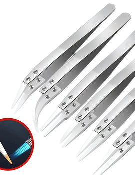 Ceramic Tweezers Electrician High Temperature Resistant Corrosion Resistant Anti Static Insulation Clip Element Tweezers 1/3PCS