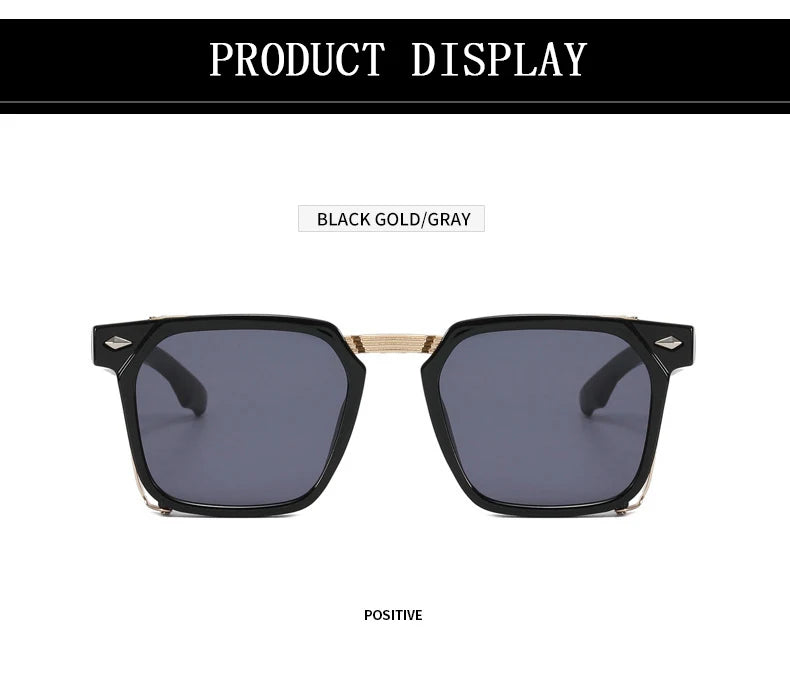 Vintage Square Punk Sunglasses With UV400 Protection