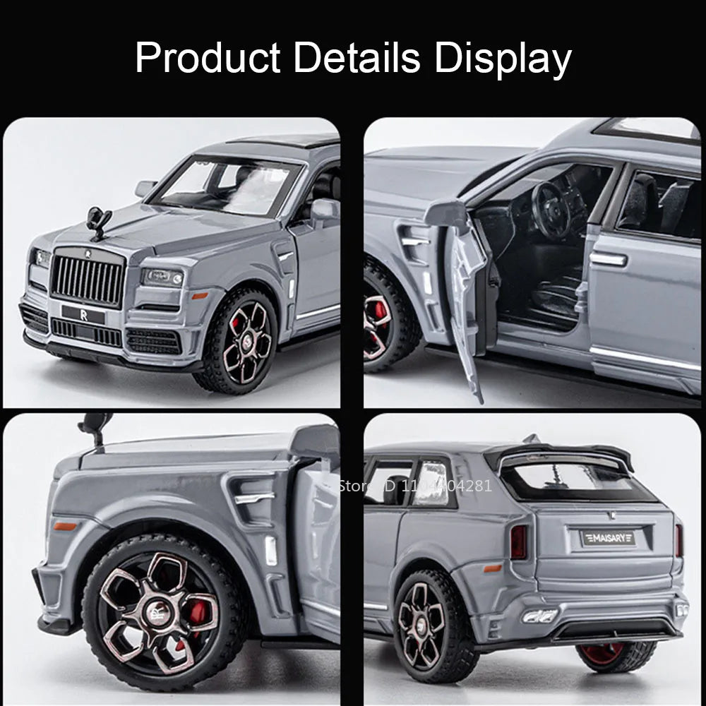 1:36 Rolls-Royce Cullinan 911 Alloy Miniature Model Diecast Toys Car Doors Opened Sound Light Pull Back Vehices Cars Decorations