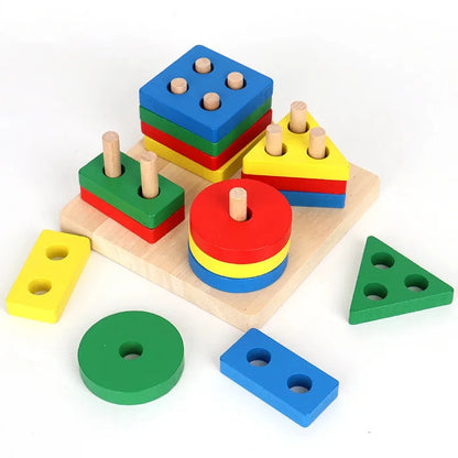 Montessori Wooden Educational Toys for Children 0 12 Months Baby Toys 3D Wooden Puzzles Game Child Early Learning Develop Toys