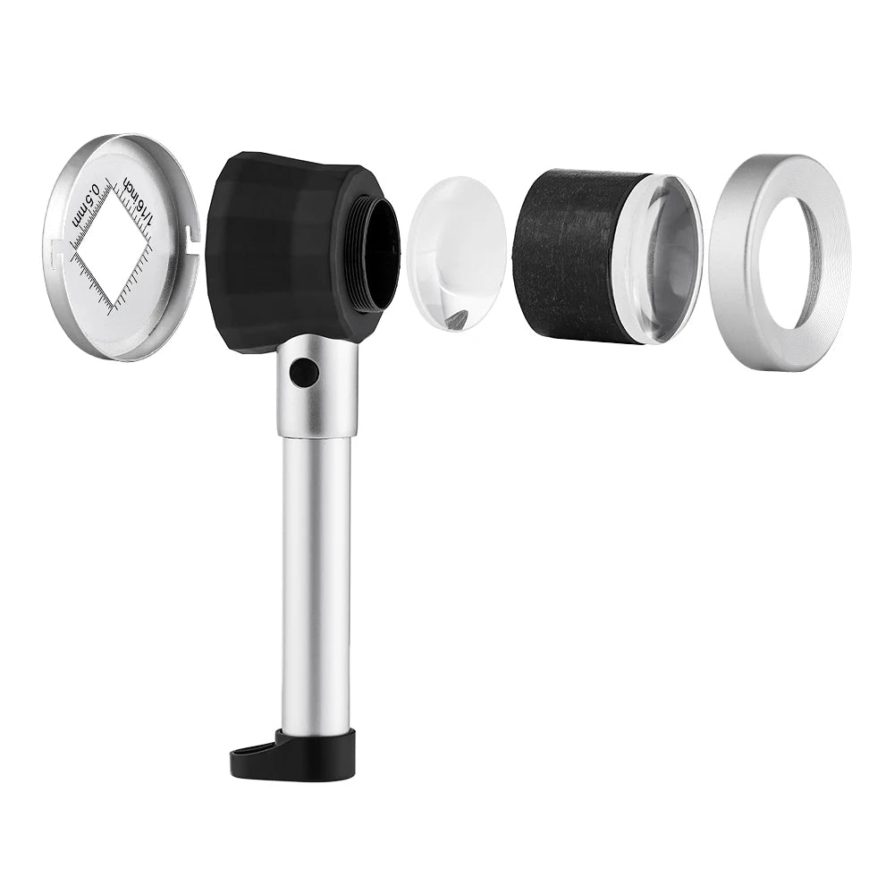 30X LED UV Magnifier Loupe with Scale Metal Handheld