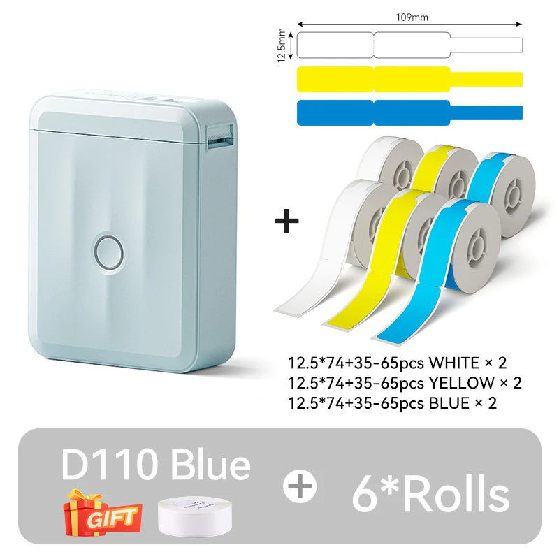 D110 Mini Thermal Label Printer, Bluetooth Portable Pocket Sticker Maker 12–15mm Inkless Label Printer for Home Organization