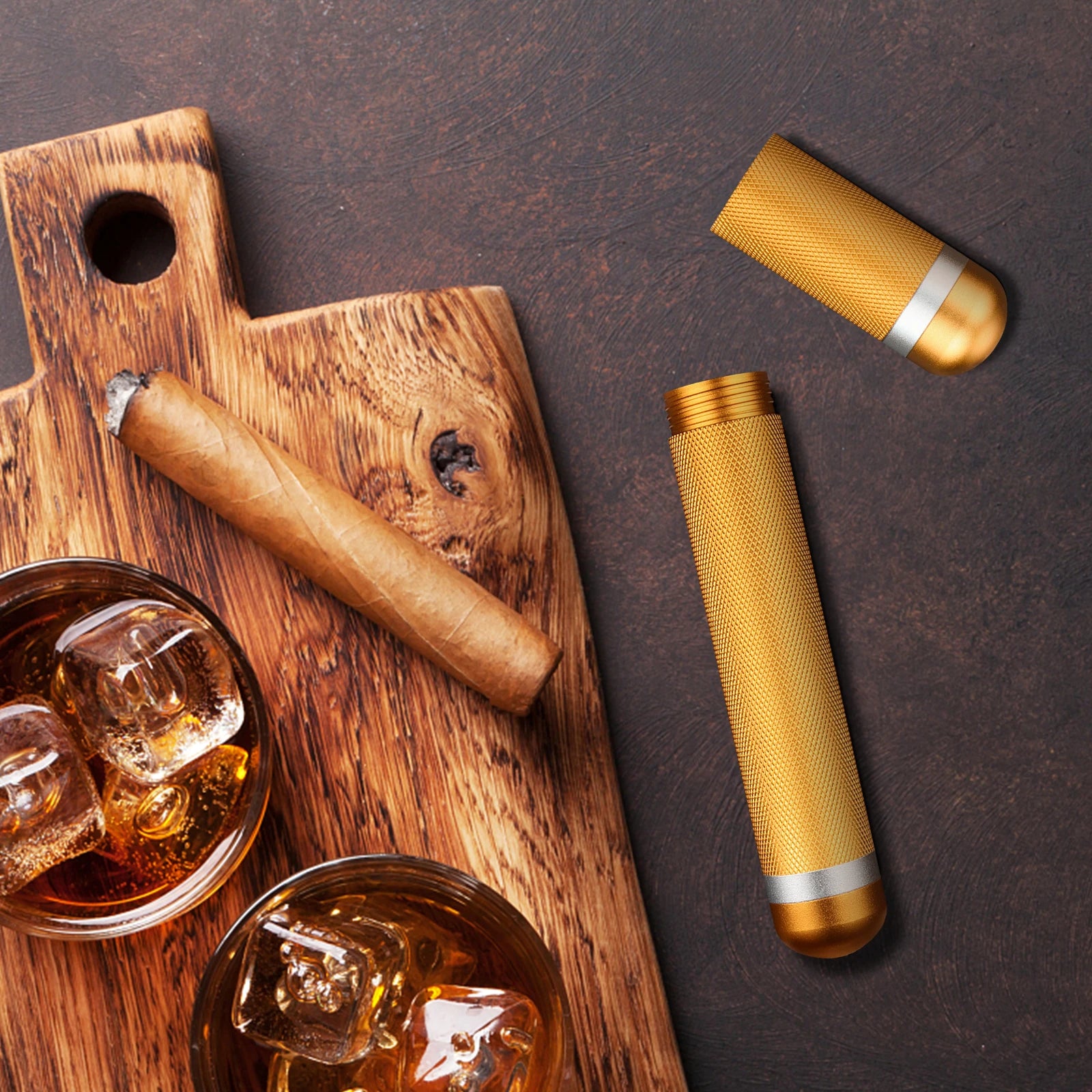 Scotte Aluminum Humidor Cigar Tube Storage, Moisture-Proof Cigar Case, Smoking Accessories